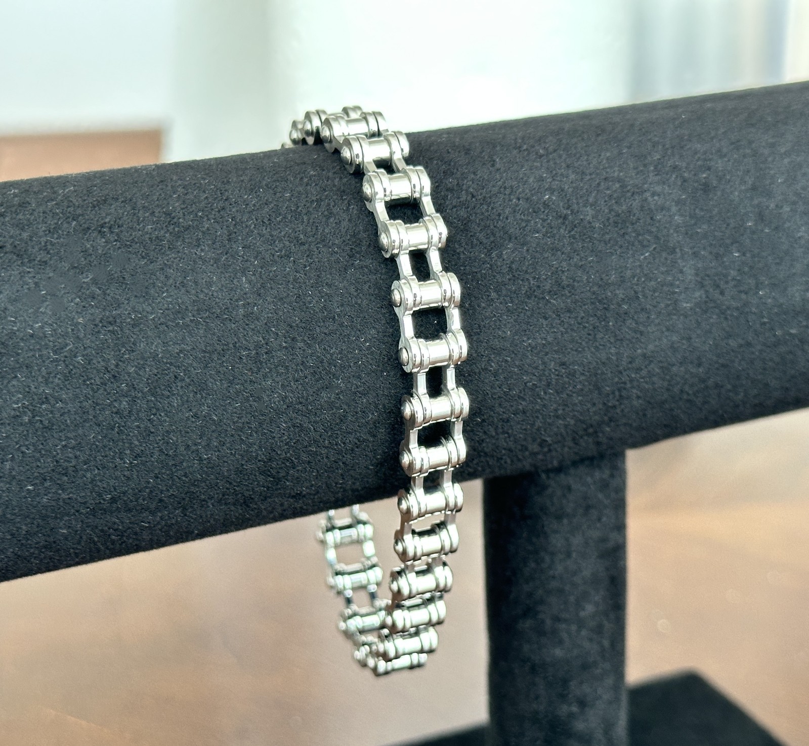 Men’s Stainless Steel Bike Chain Bracelet Heavy Duty Biker Link Wristband 8.26″