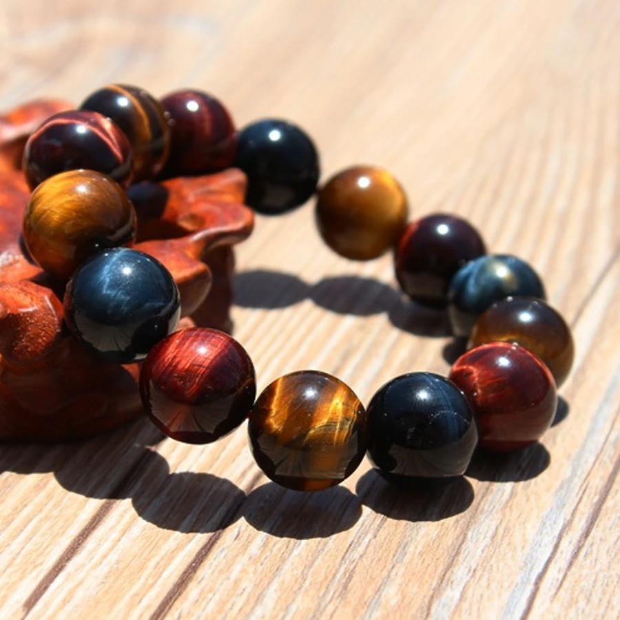 8mm Multicolor Tiger Eye Bracelet Healing Reiki Gift Unisex Jewelry Good Luck US