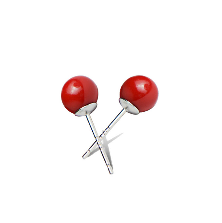 Sterling Silver 4/5/6/8/10mm Natural Sea Shell Pearl Stud Post Earrings Gift Box