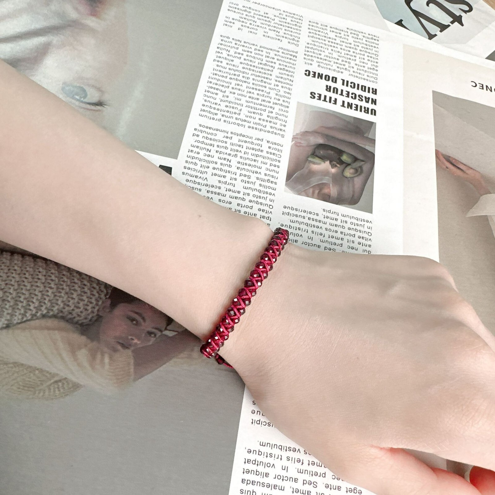 Natural Garnet Minerals Bead Hand Braided Gemstone Women Healing Reiki Bracelet