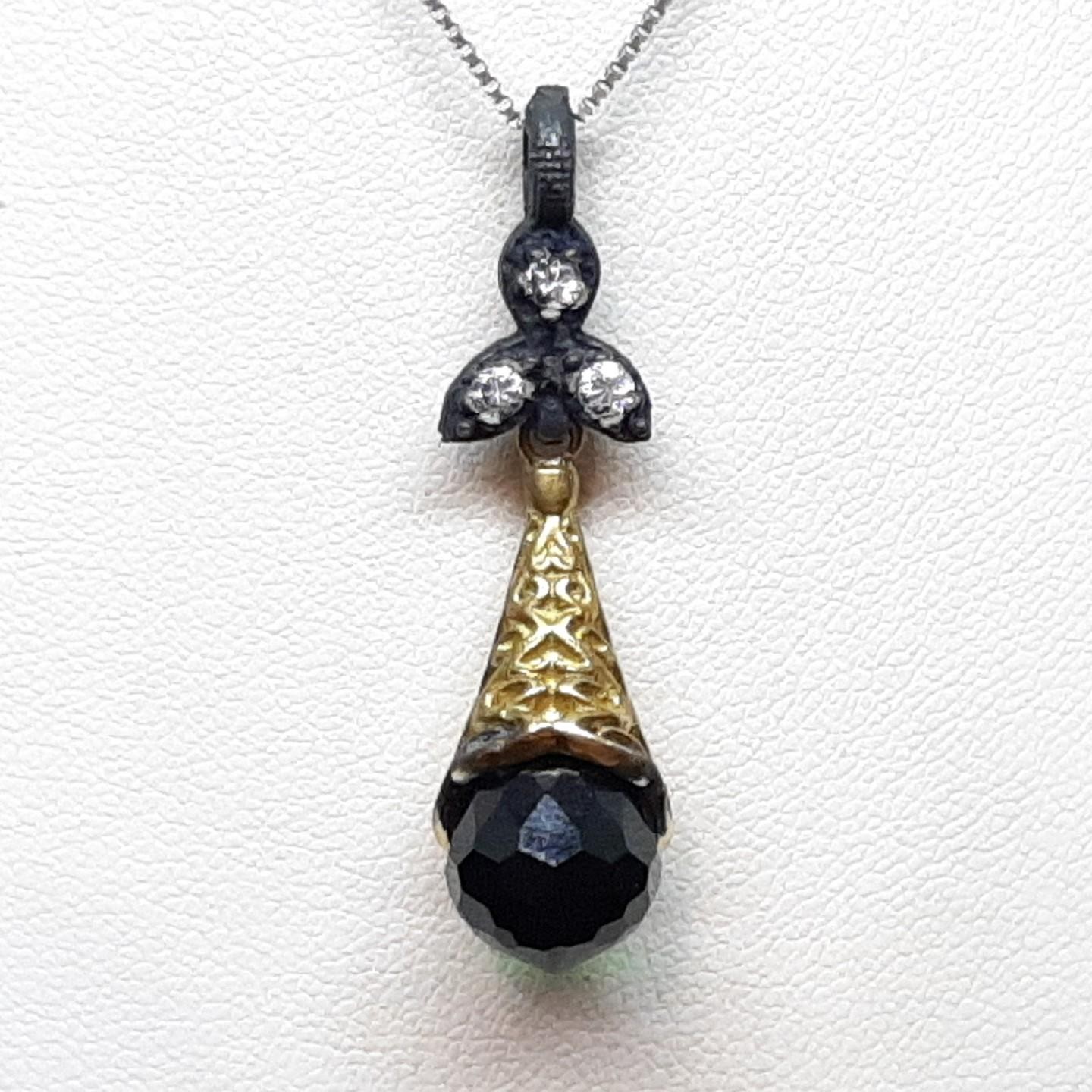 3.59ctw Chrome Diopside & White Sapphire 14K Yellow Gold Silver Pendant 4.3g