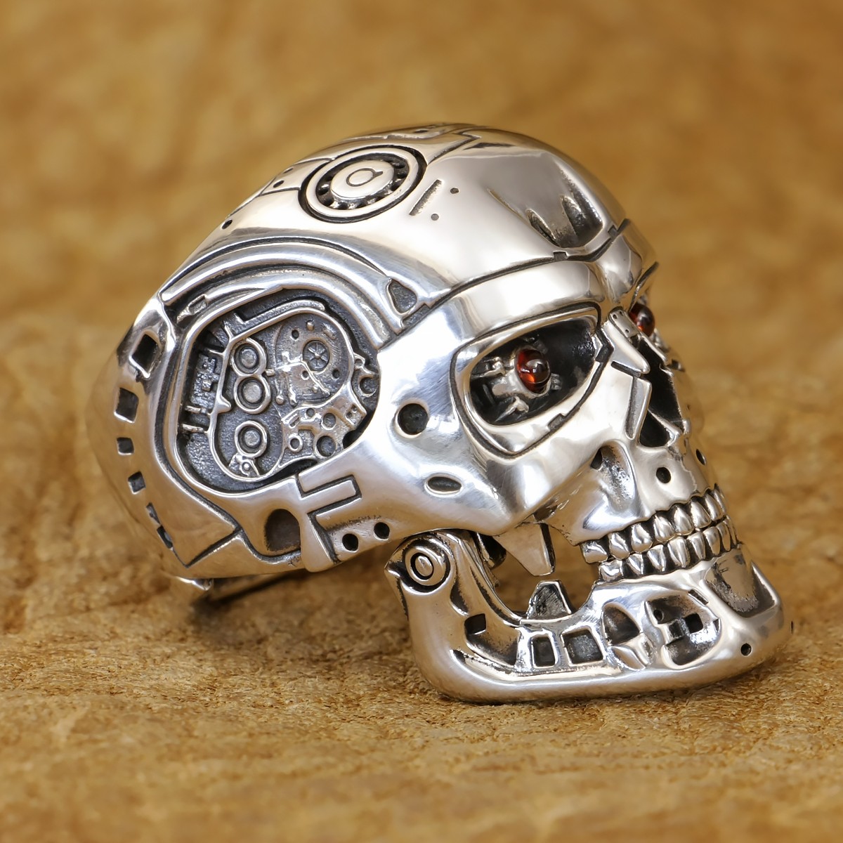 CZ Eyes 925 Sterling Silver Terminator Ring Mouth Openable TA518D US 7~16 LZ
