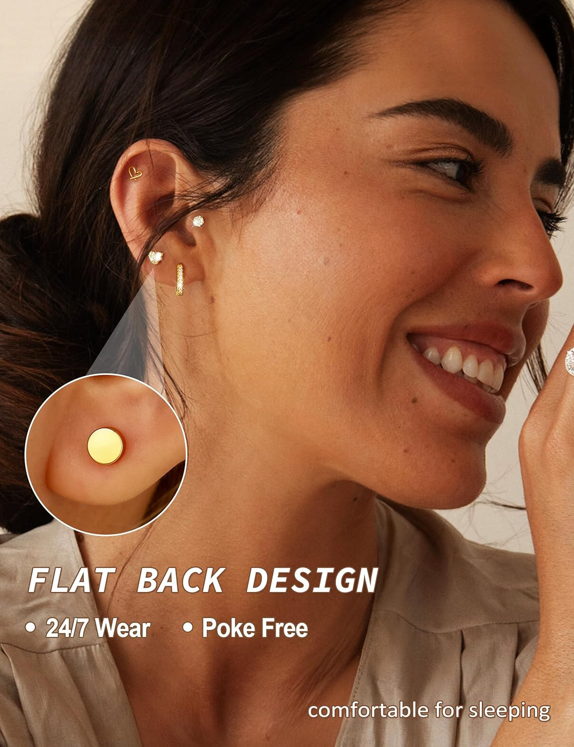 Hypoallergenic Gold Stud Earrings for Women – 14K Gold Plated Surgical Stainless
