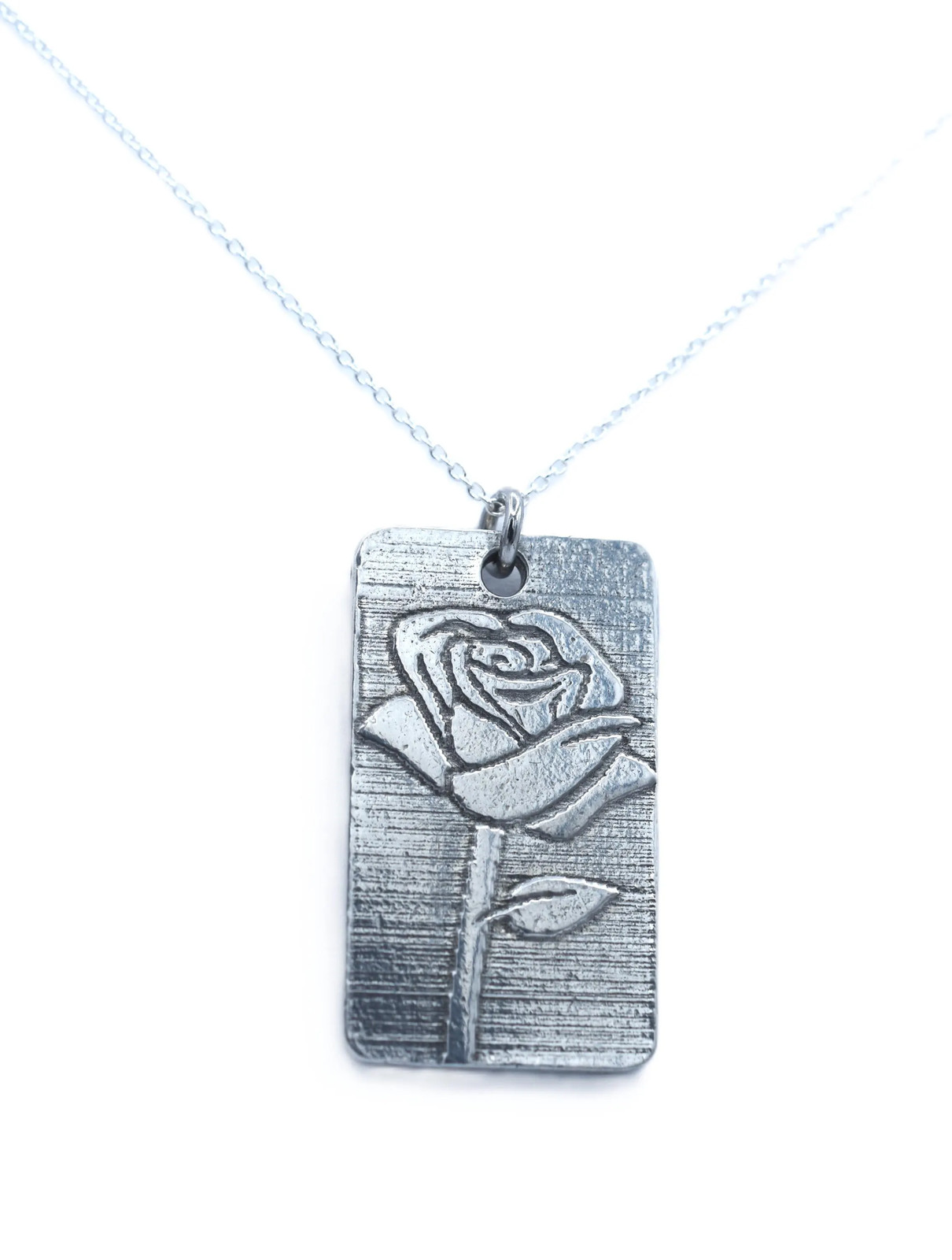 10th Anniversary Pure Tin Pendant Rose Design Necklace Gift UK