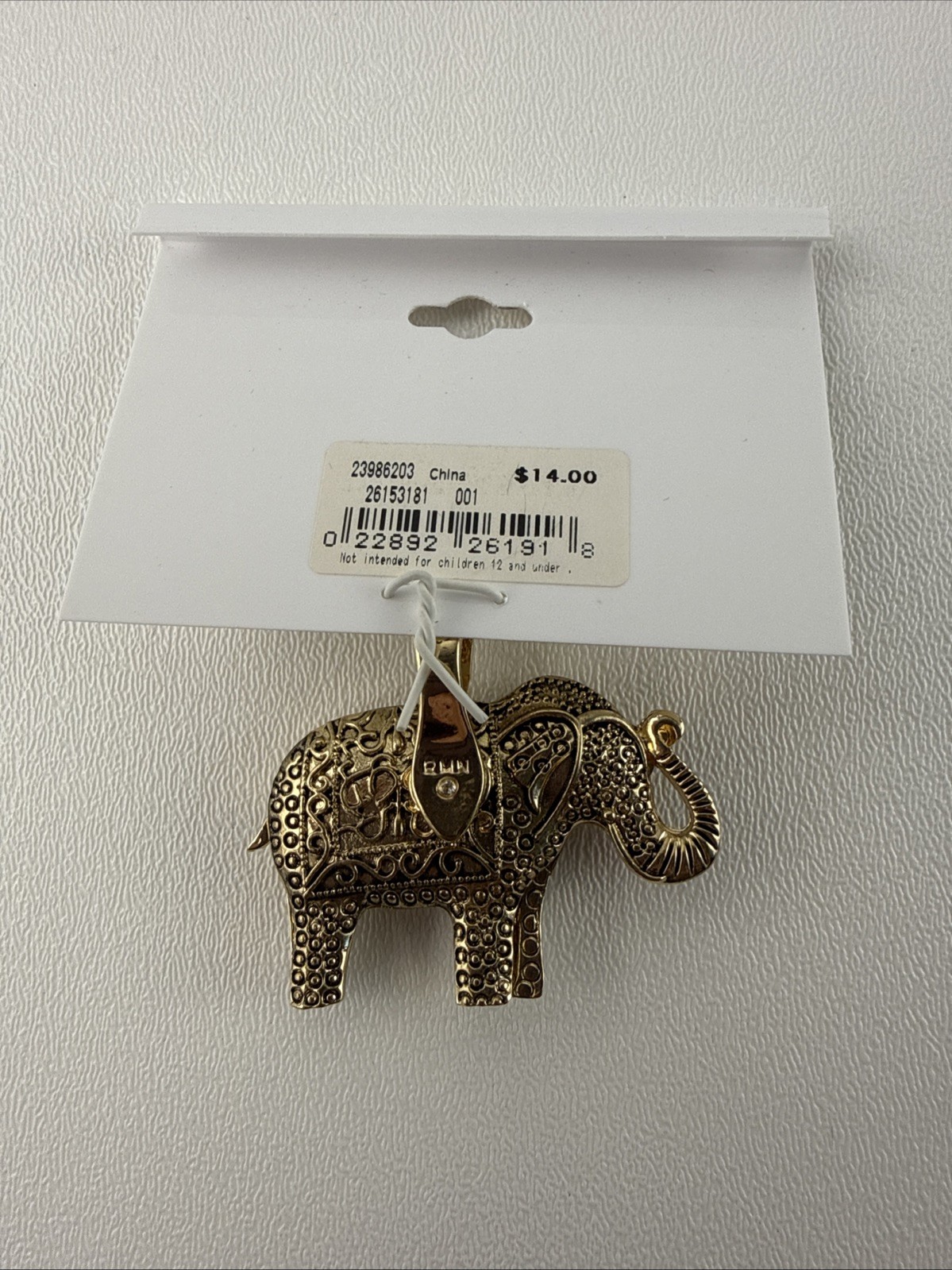 Wearable Art By Roman Gold Tone Elephant Pendant