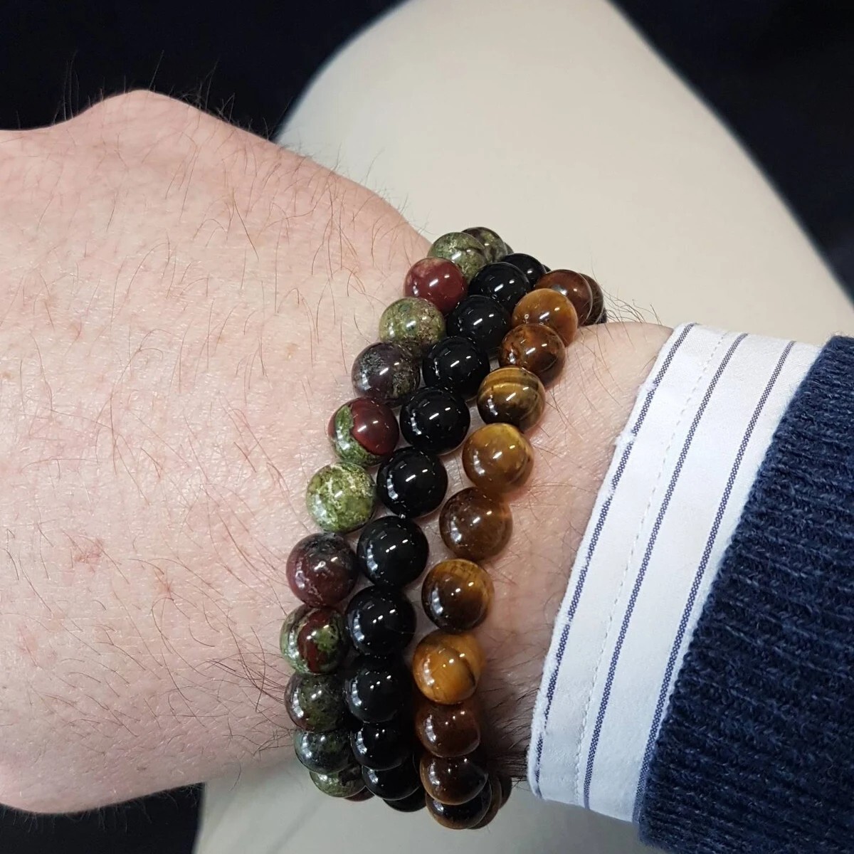 Dainty 8mm Genuine Dragon Bloodstone Bracelet Healing Reiki Unisex Lucky Gift