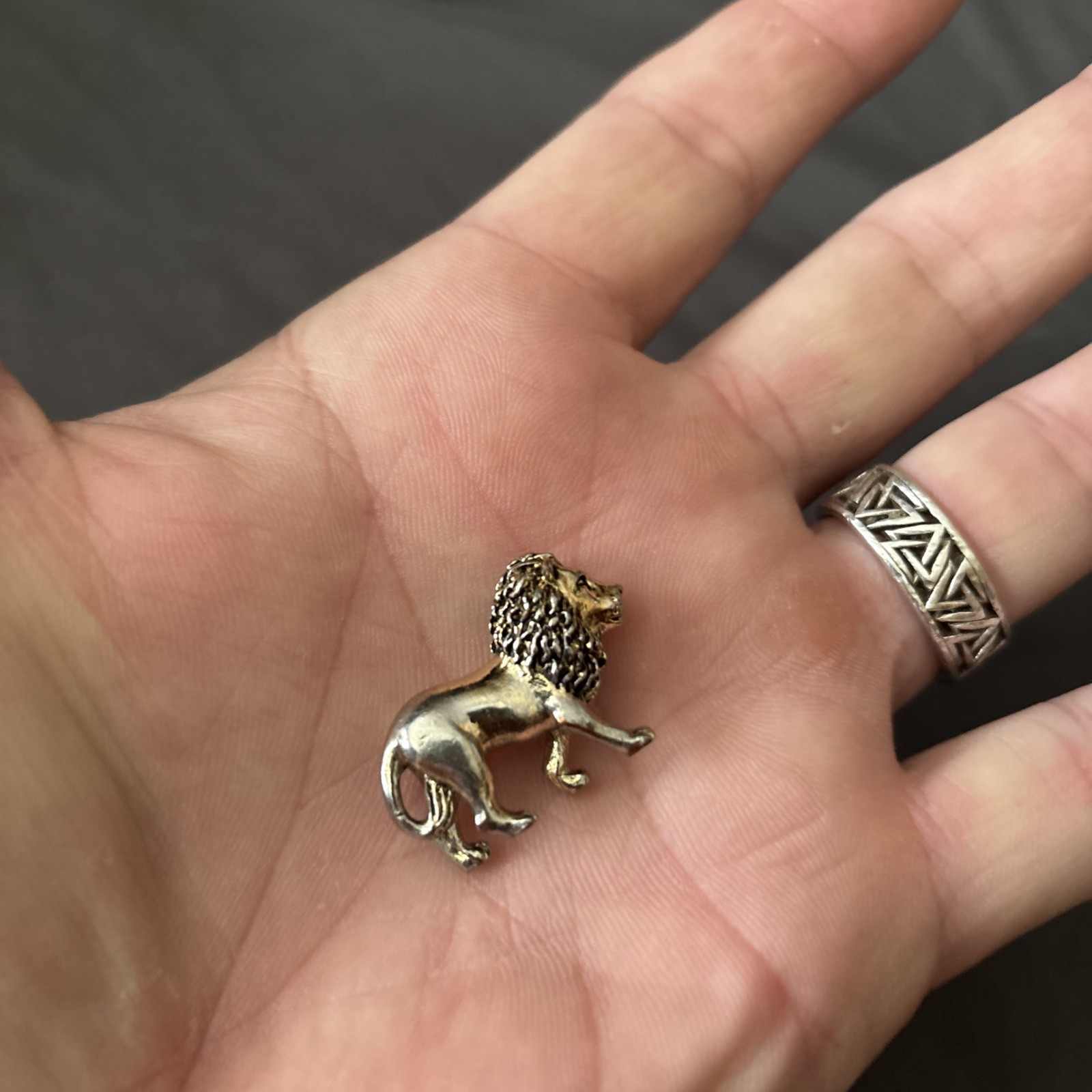 Brass Lion With Gold Tone Perfect For A Chain That Can Go Through Its Tail