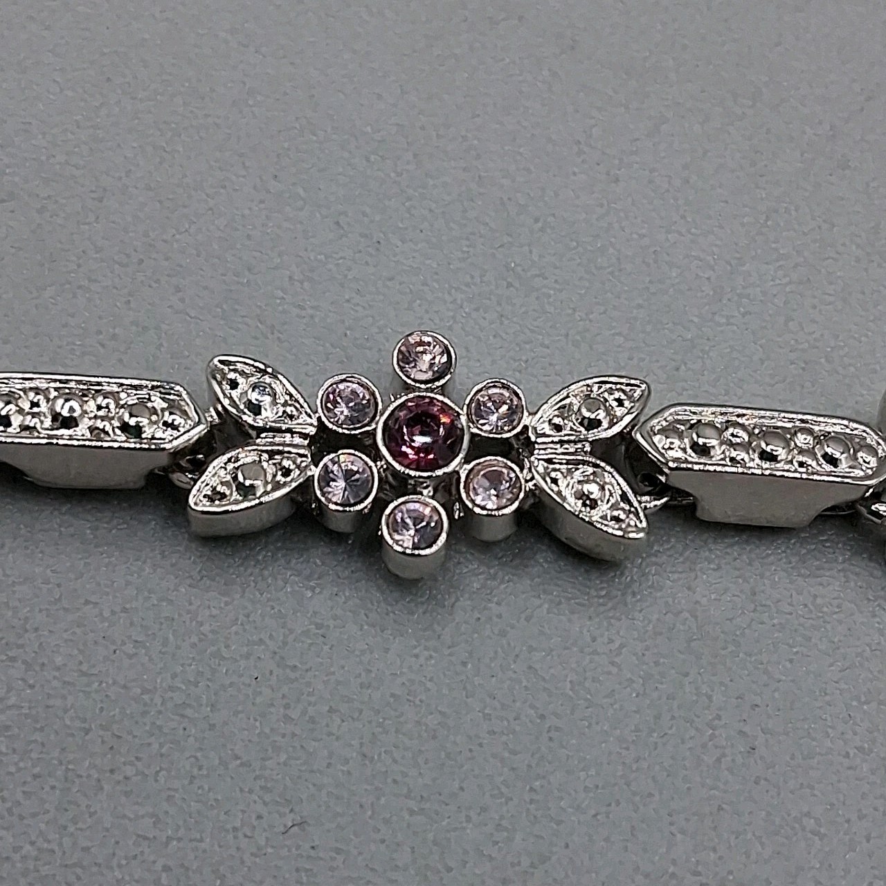 NWT Charter Club Silver Tone Crystal Flower Shiny Bracelet Jewelry