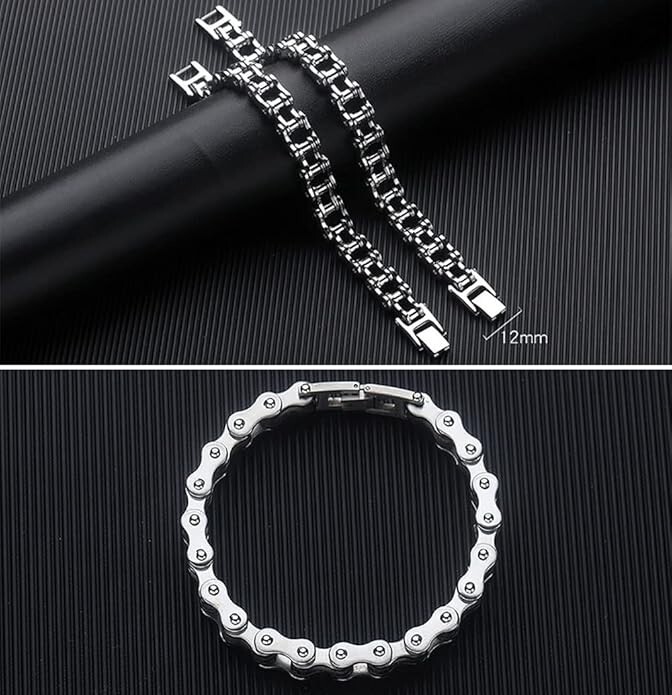 Stainless Steel Mens Bracelet Hip Hop Punk Style Bangle Heavy Duty Wrist Chain