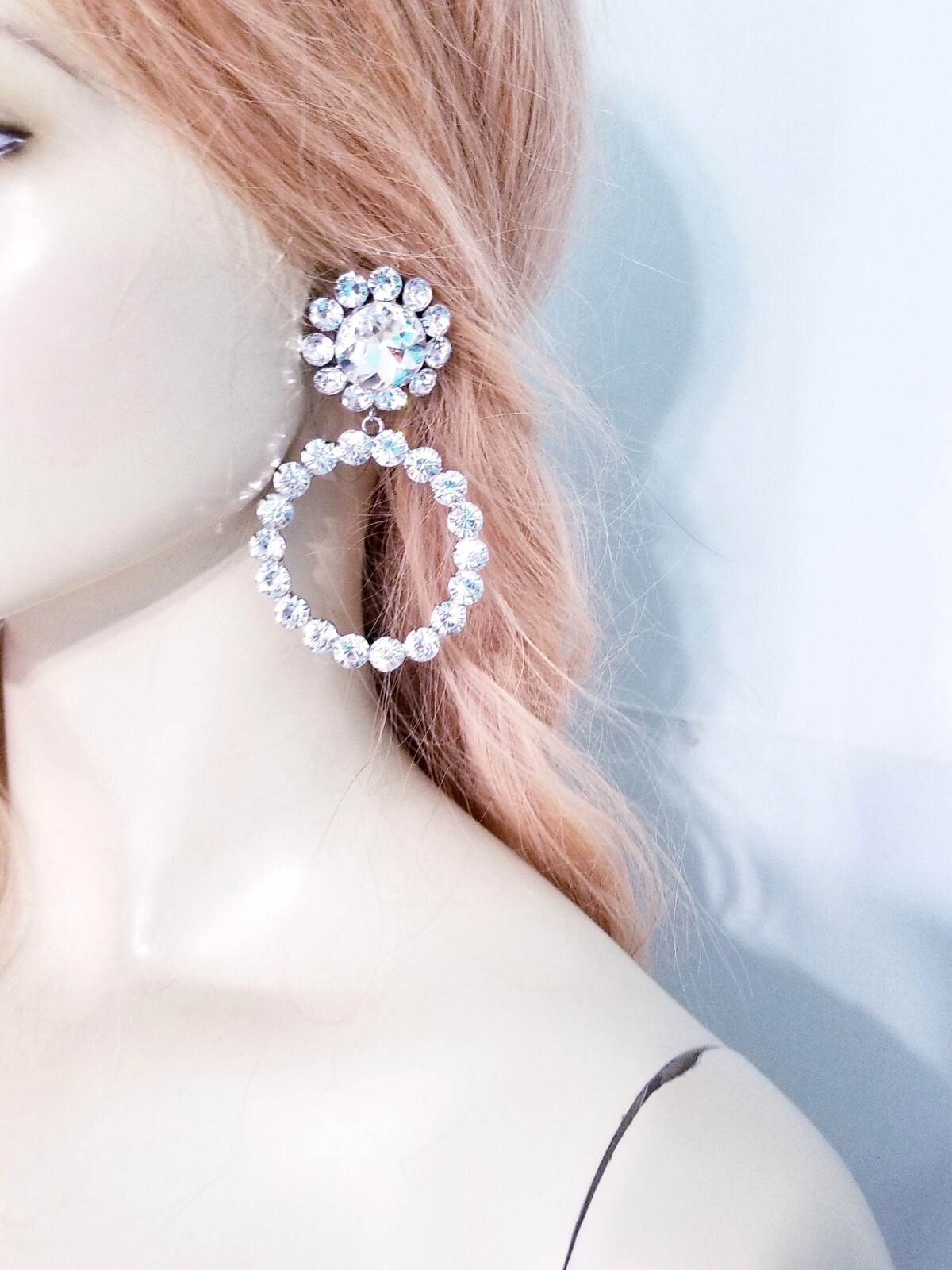 Clear Crystal Bridesmaid Rhinestone Chandelier Drop Earrings 3.3 Inch Jewelry