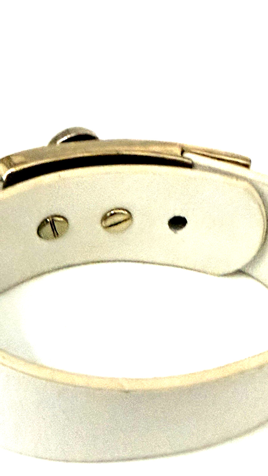 ARMANI EXCHANGE Ladie’s White Leather w/Gold Hardware Wrist Cuff Bracelet