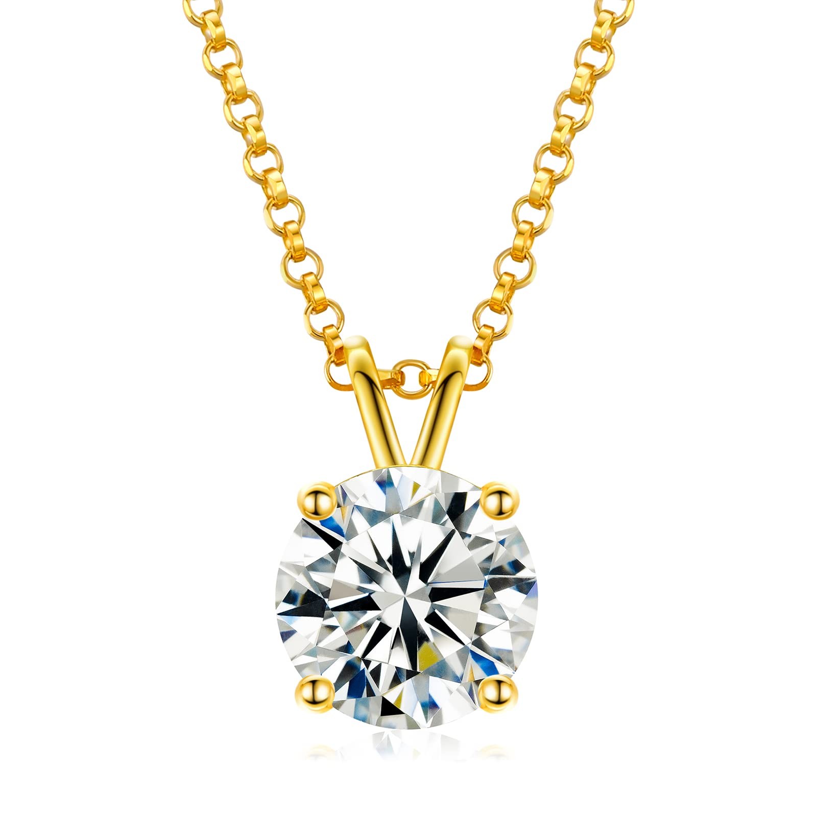 Moissanite Necklace 1 Carats 18K Gold Vermeil 925 Sterling Silver Necklace D …