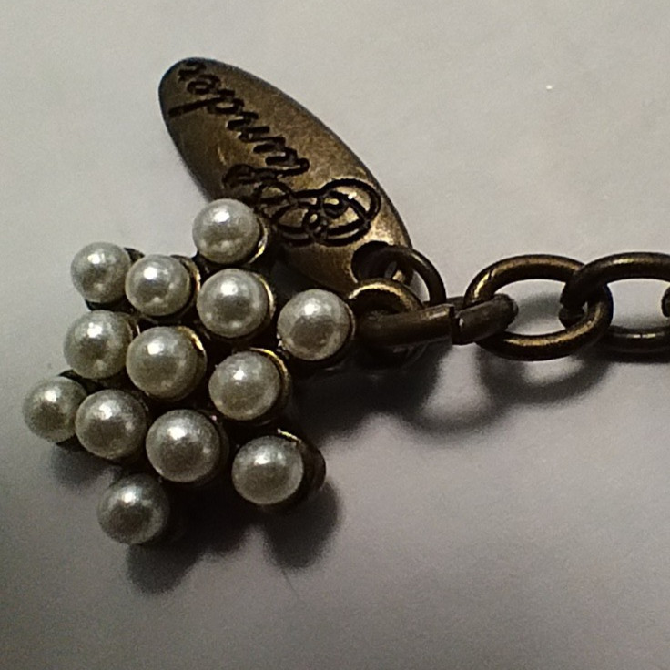 Plunder Design Signed Clear Rhinestone and Faux Pearl Bracelet with Extender