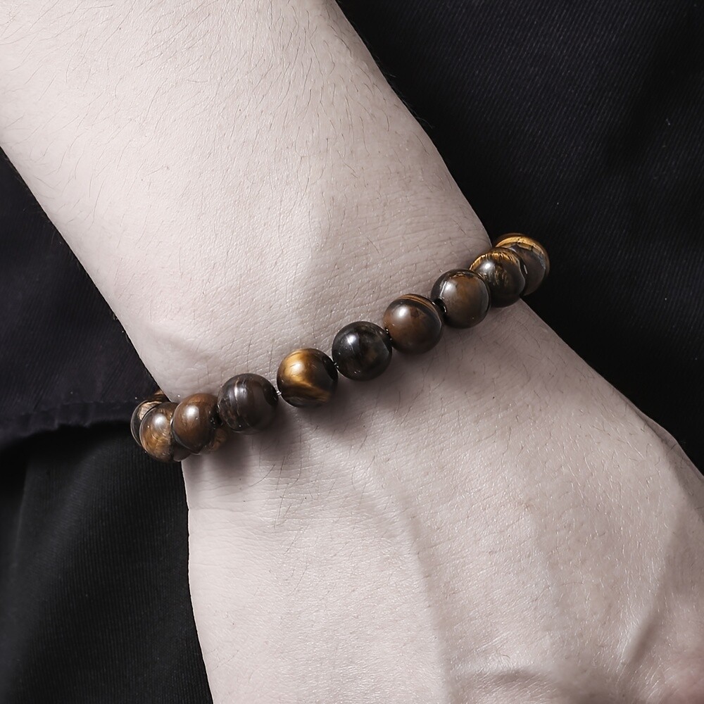 1pc Classic Simple Temperament Yellow Tiger Eye Fashion Versatile Bracelets Gift