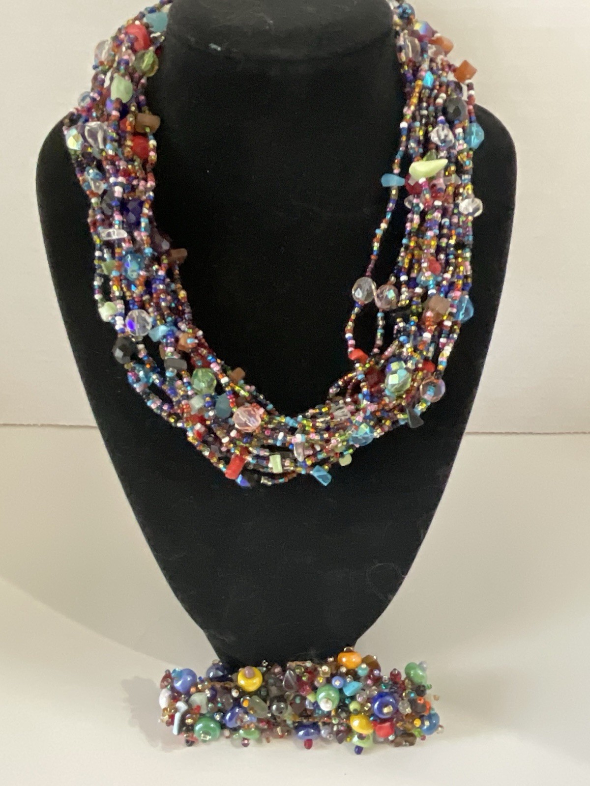 Multi Bead Multi Strand Colorful Necklace And Bracelet