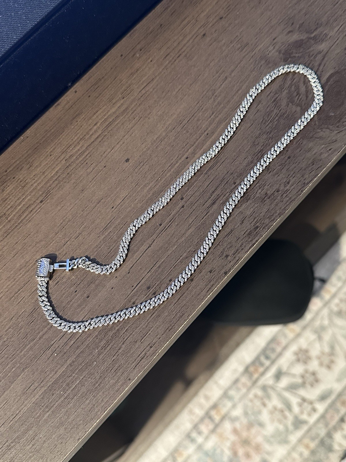 GLD Micro Diamond Prong Cuban Necklace Gold-14k White Gold Plated- 18” White
