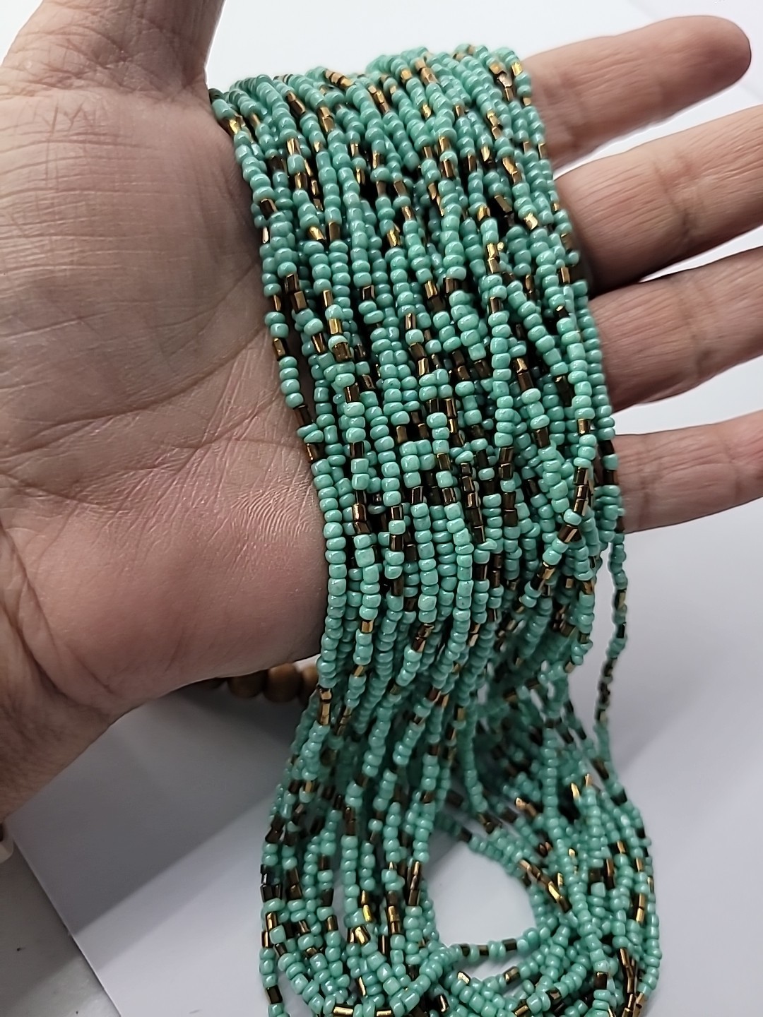 Vintage Necklace Beaded Blue Multi Strand Brown Jewelry Costume