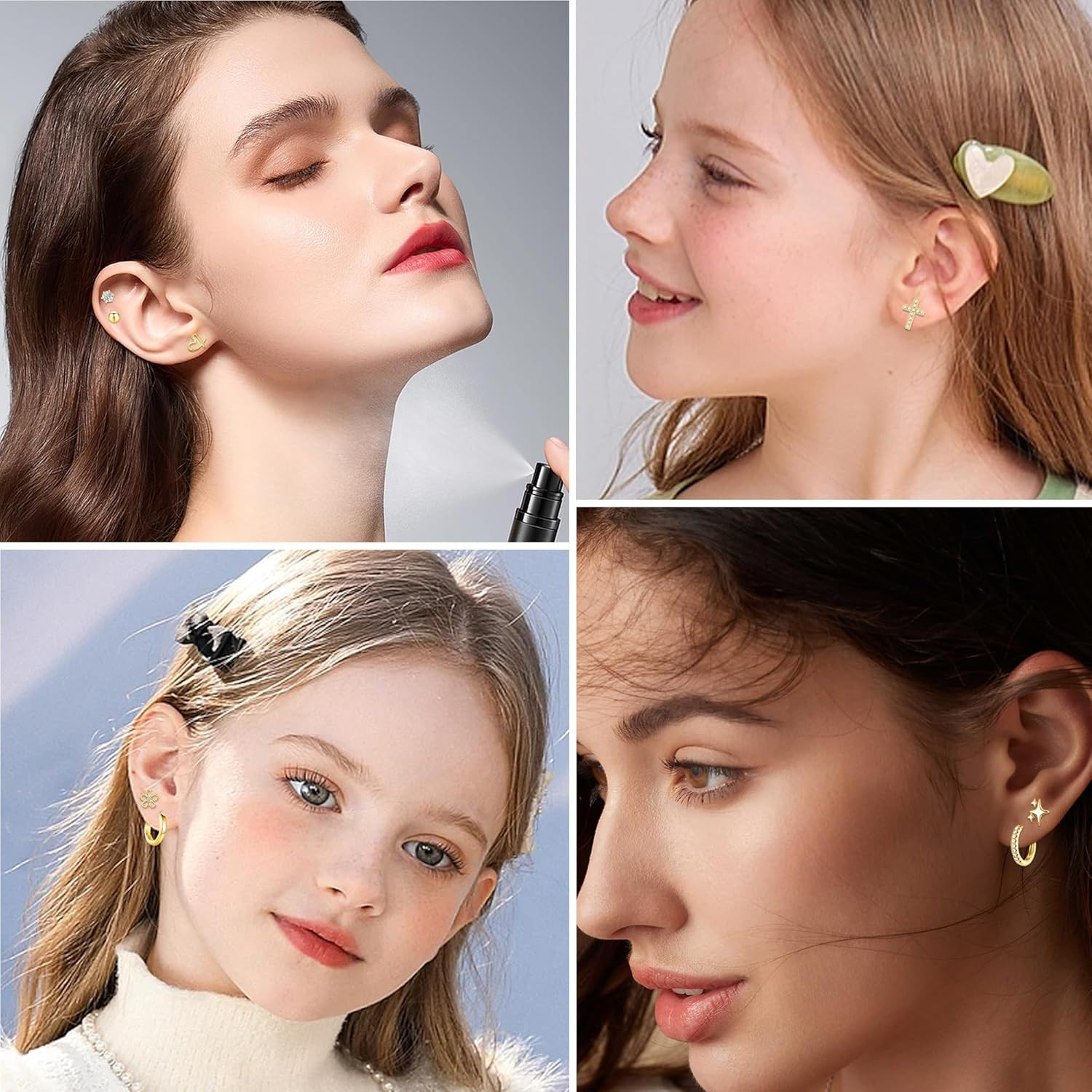 10 Pairs Hypoallergenic Flat Back Earrings for Women Girls Kids Cute Surgical St