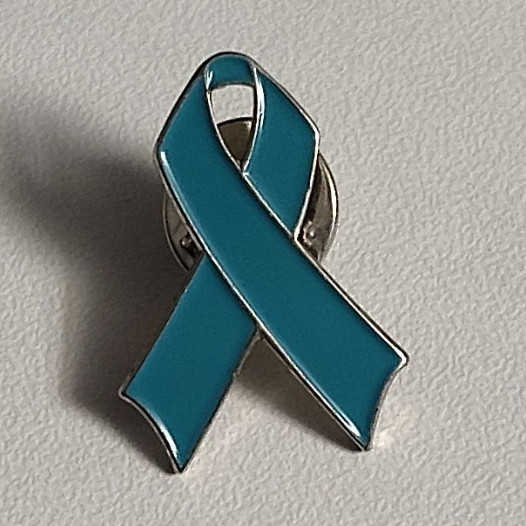 Awareness Ribbon Enamel Lapel Pin Blue Silver Tone Metal Clutch Back
