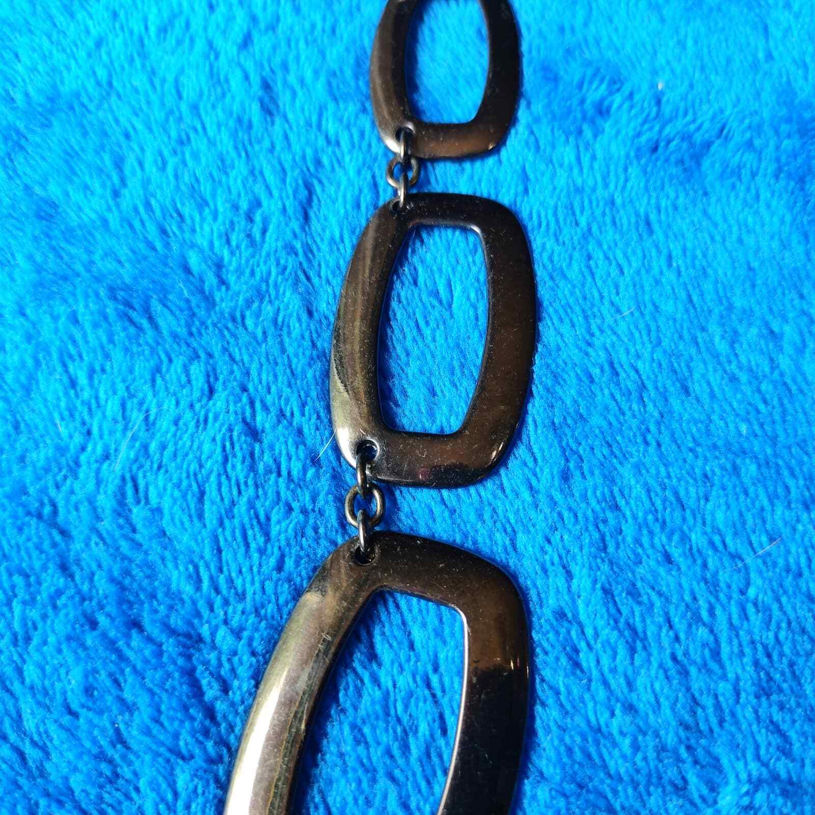 Bill Blass Graduated Gun Metal Cut Out Rectangle Link Statement Necklace