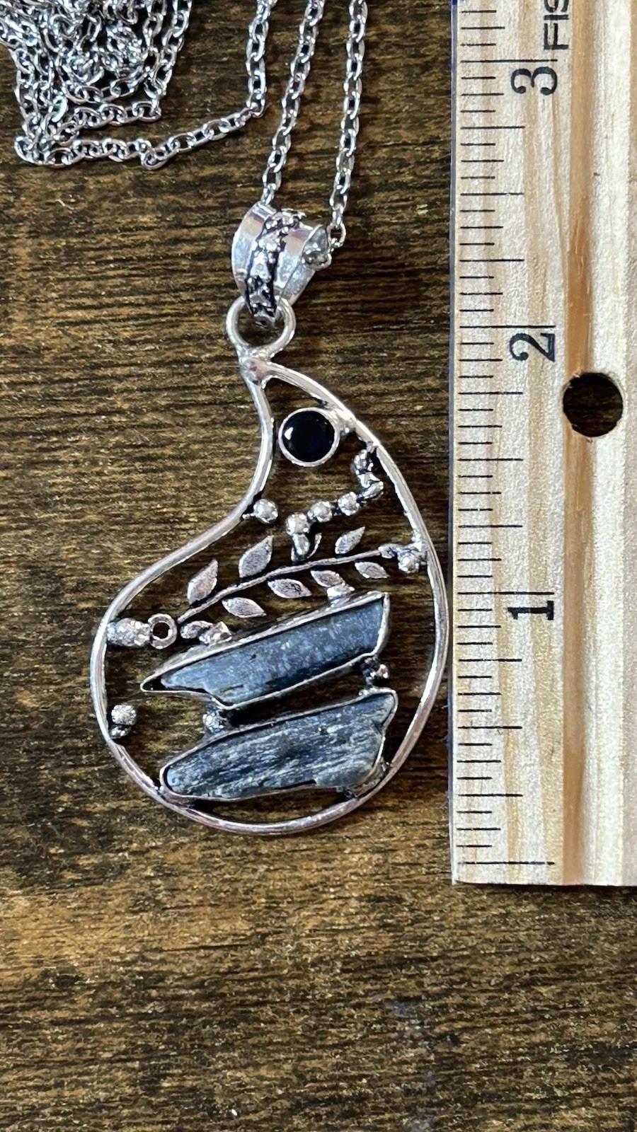 27943. Rough Kyanite Tanzanite Gemstone Ethnic 925 Silver Handmade Pendant 2.4″