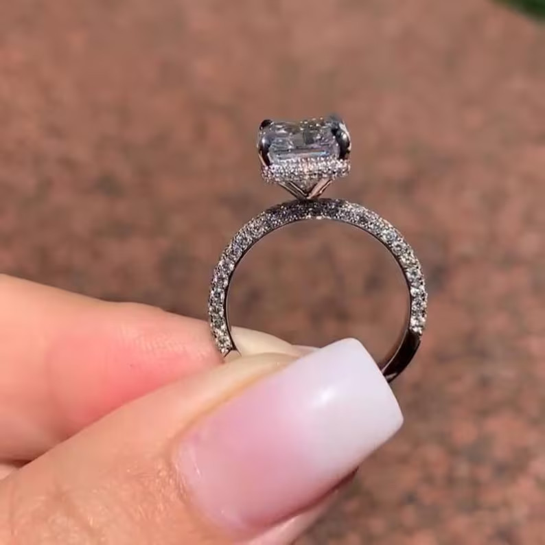 3 Ct Radiant Cut Simulated Diamond 14k White Gold Plated Solitaire Wedding Ring