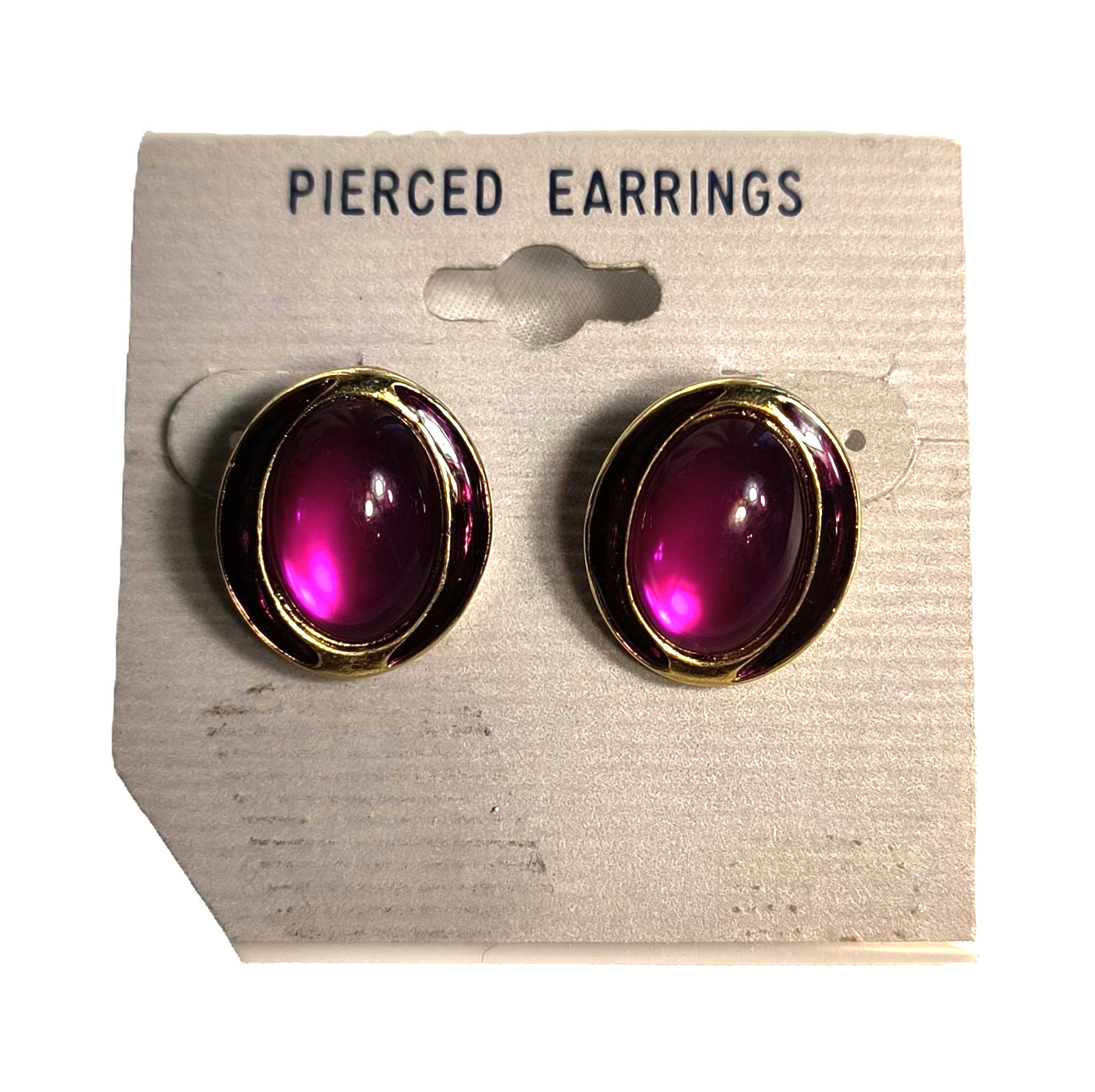 New Women’s Stud/Post Earrings for Pierced Ears Goldtone with Fuschia Cabochons