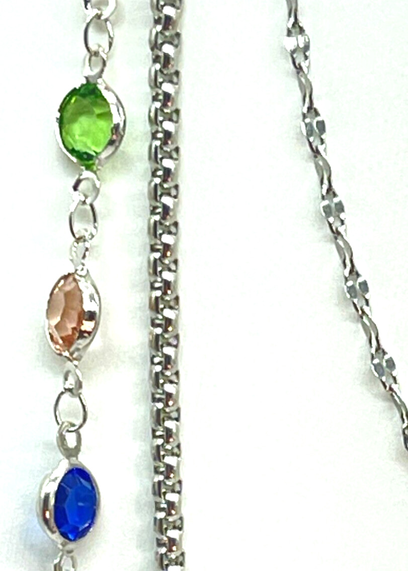 Necklaces 3. Multi-color Crystal w/Solid Silver & Silver Sparkle. Up to 4 Looks