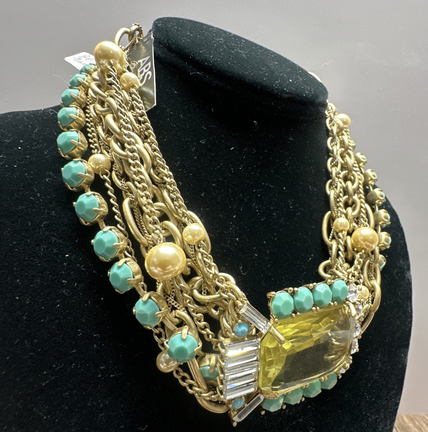 **ABS ALLEN B. SCHWARTZ** Rhinestone Multi-Chain Statement Necklace (NWT$295)