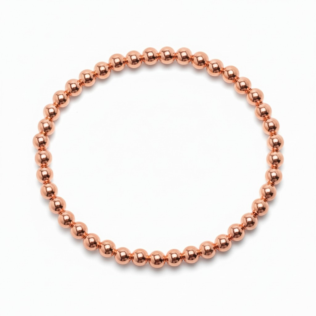 14K Rose Gold Filled Beaded Bracelet 4mm 6.75″ Dainty Minimalist