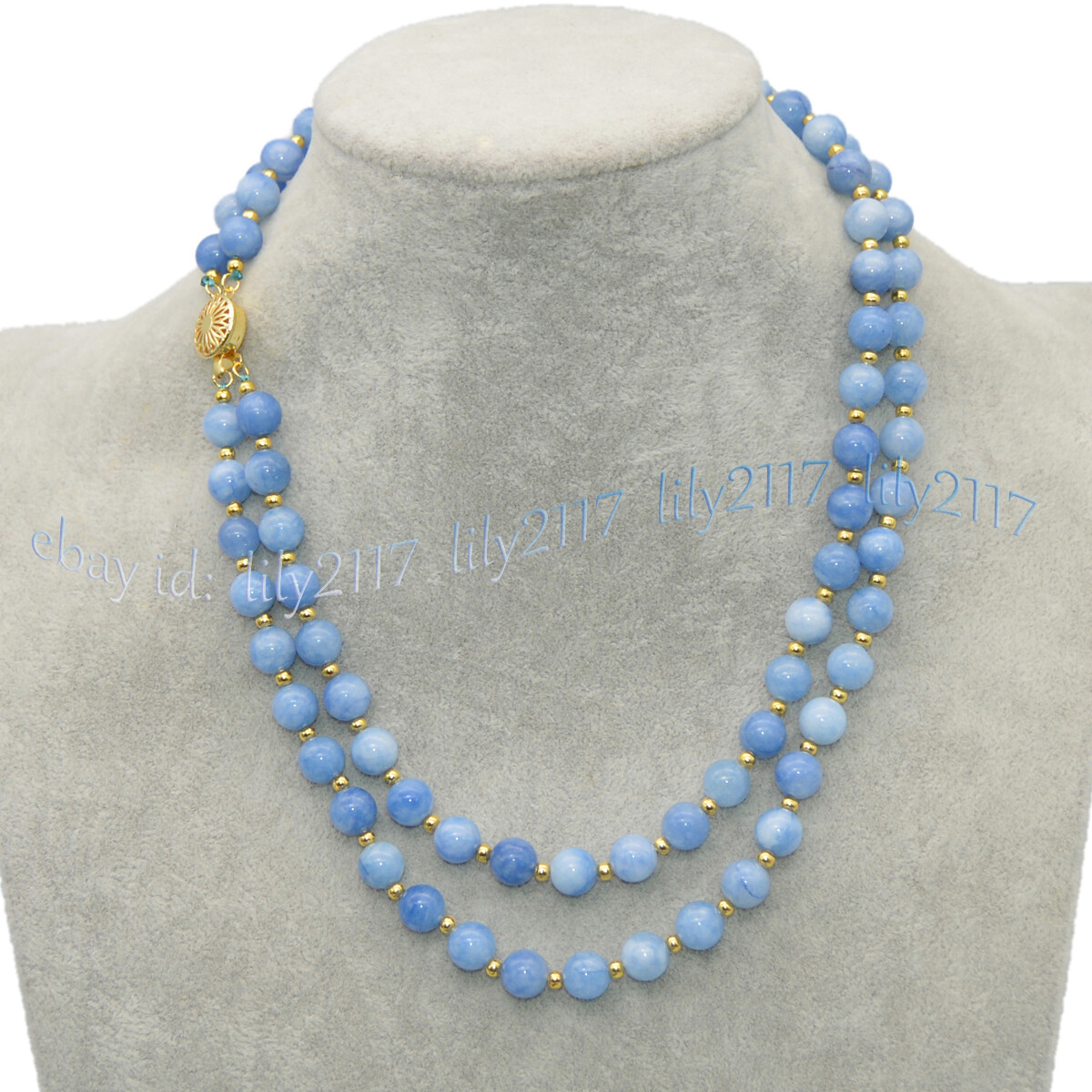 2 Rows 6/8/10/12mm Round Multicolor Jade Natural Gemstone Beads Necklace 18-19”