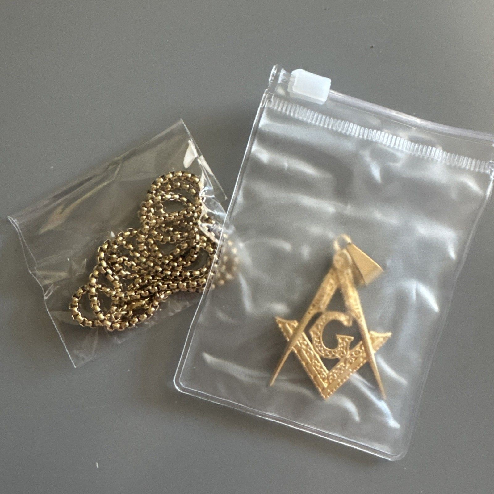 Men’s Free Mason Stainless Steel Freemason Symbol Masonic Pendant Chain Gold