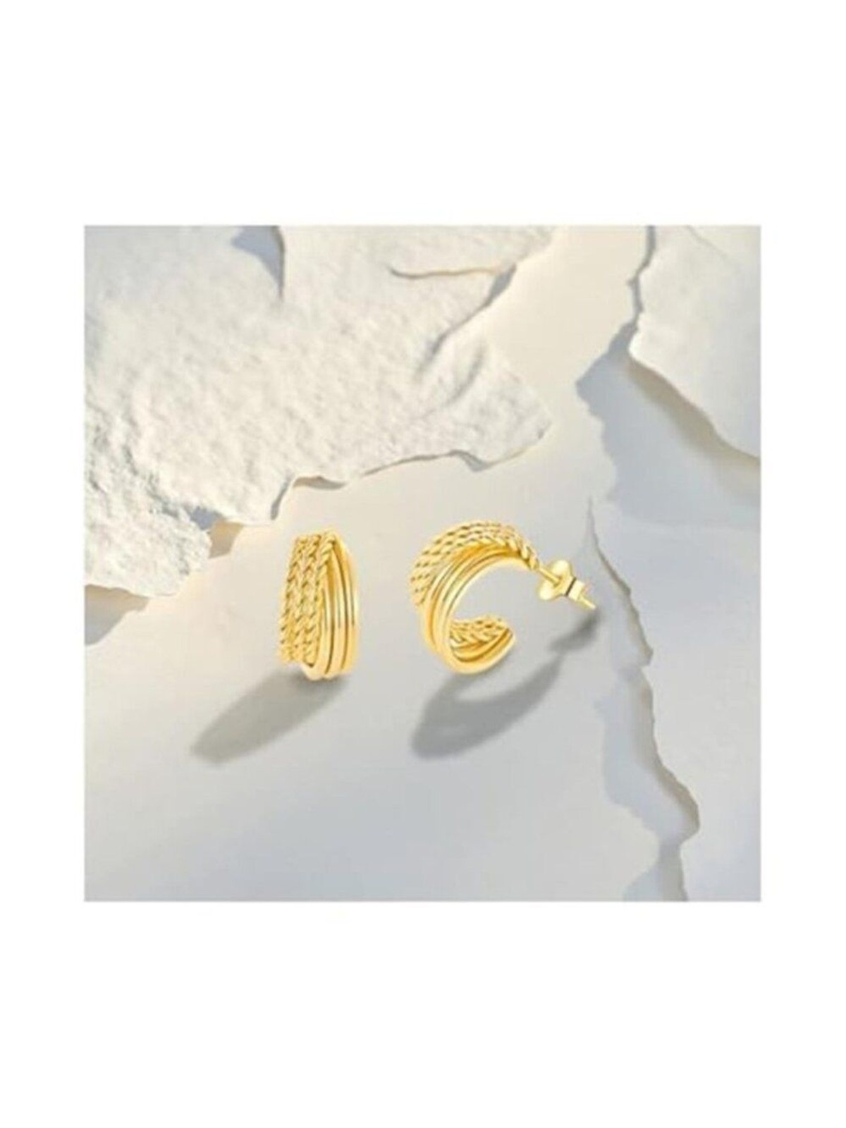 Adult Hook Earrings Silver with Gold Plating 1 Pair