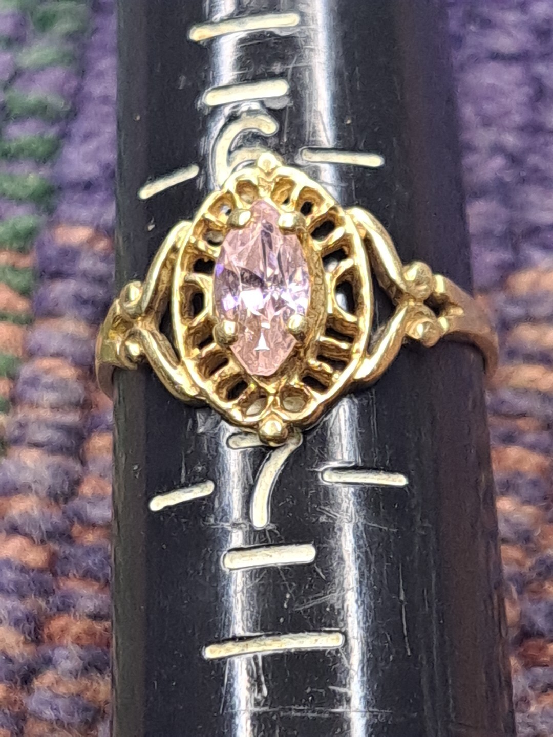 Ring 1 Carat Pink Gemstone Ring in 10K Solid Yellow Gold Size 6.5 11-14