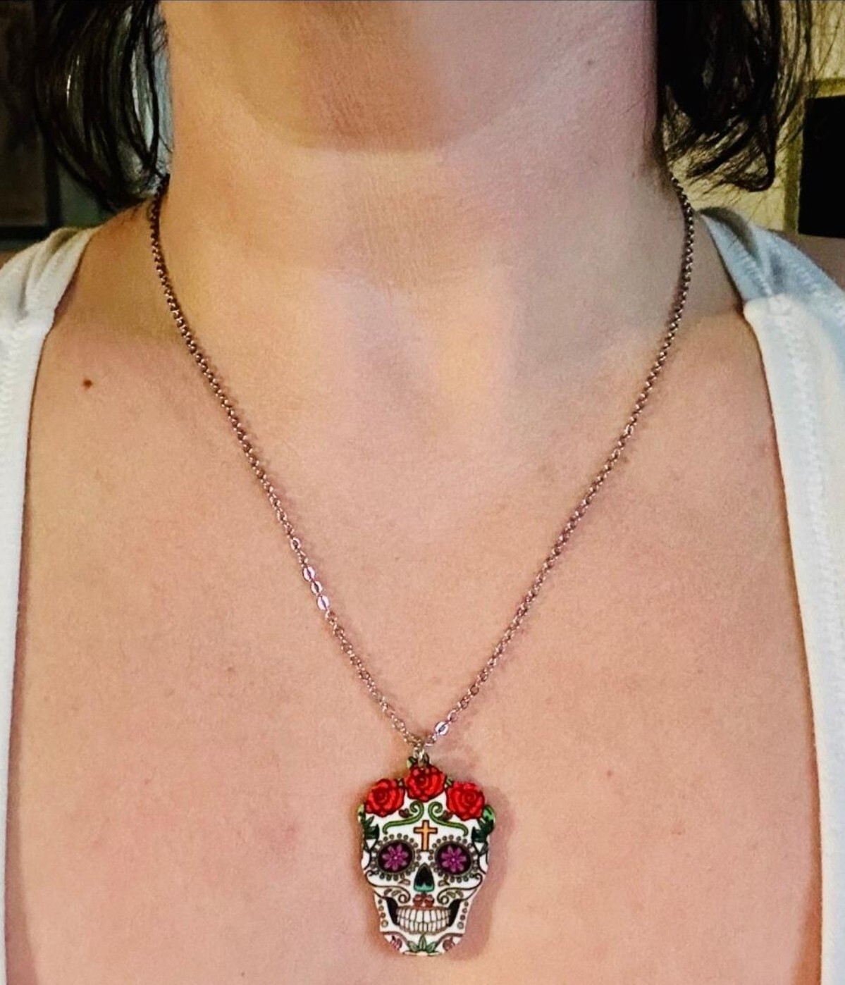 Dia de los Muertos necklace or earrings – made to order! Sugar Skull, Halloween