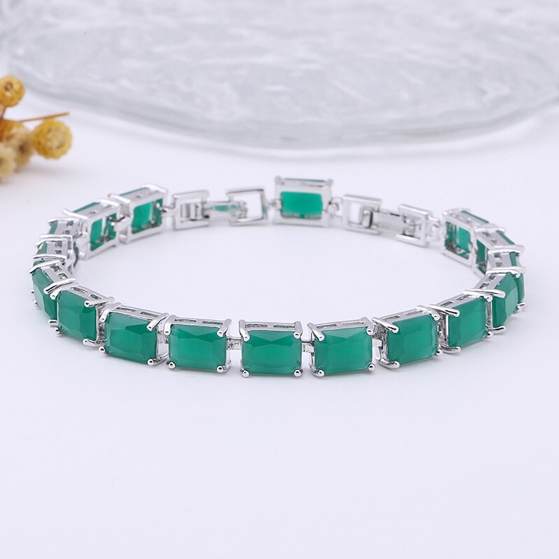 NEW Summer Jewelry Malaysia Green Agate Gemstone Silver Charm Women Bracelet