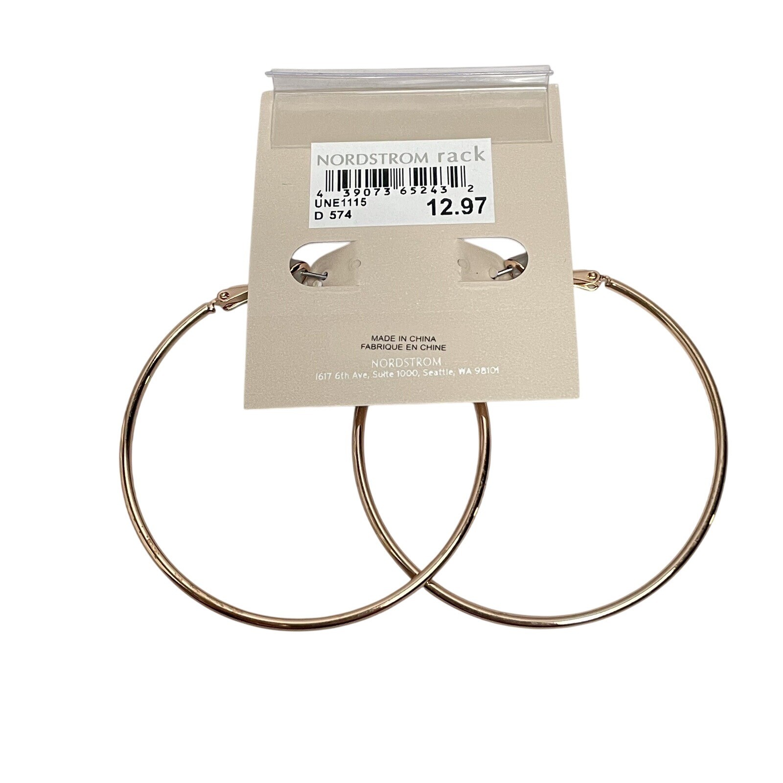 14th & Union Earrings Set: Black Faux Stone Drop Earrings & Rose Gold Hoop