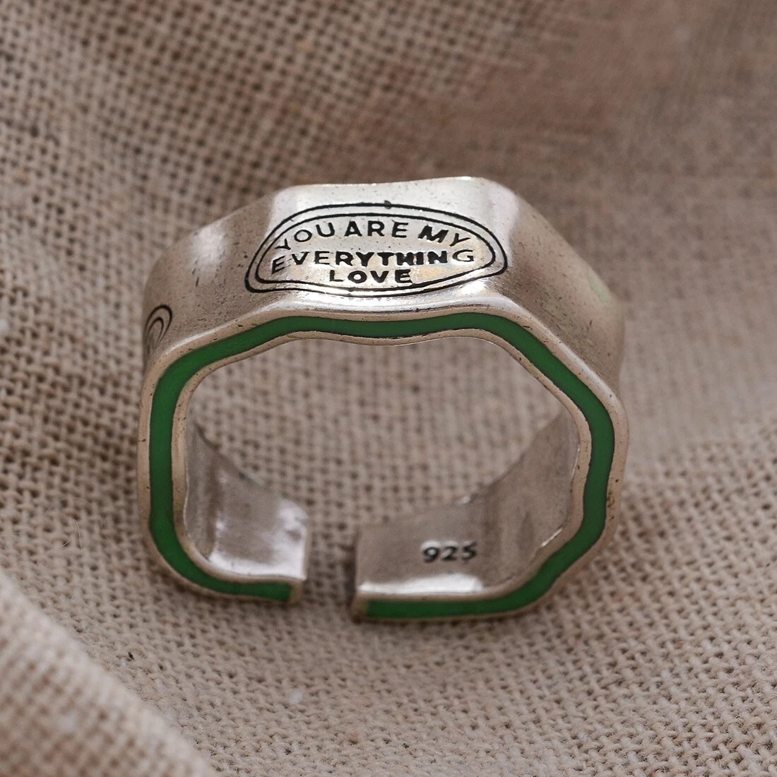 Silvery Letter Engraved Elegant Ring Adjustable Love Rings Men Women JewelryGift