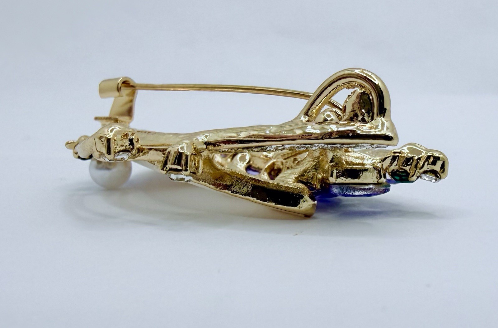 Vintage Inspired Butterfly Brooch Pin Pendant Rhinestones & Imitation Pearl