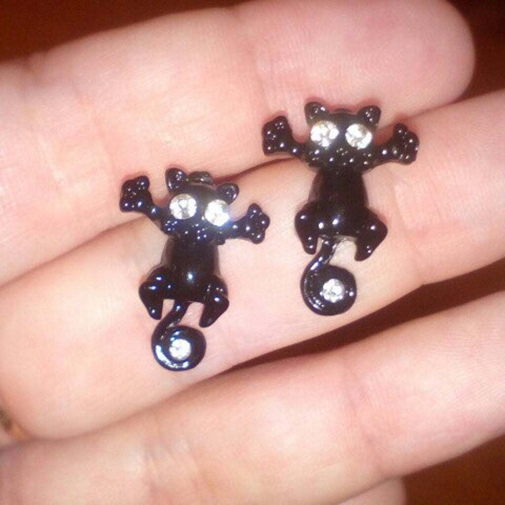 Black Cat Stud Earrings Black Earrings For Women