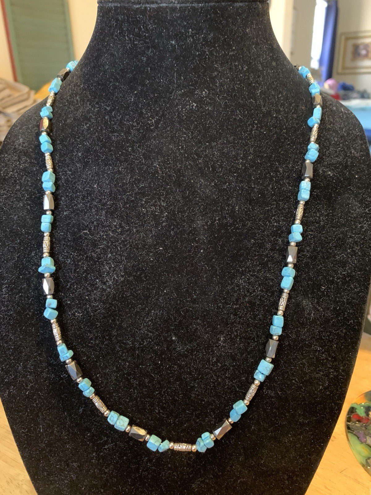 Set Of six magnet necklaces hematite, moonstone, silver, turquoise, etc.