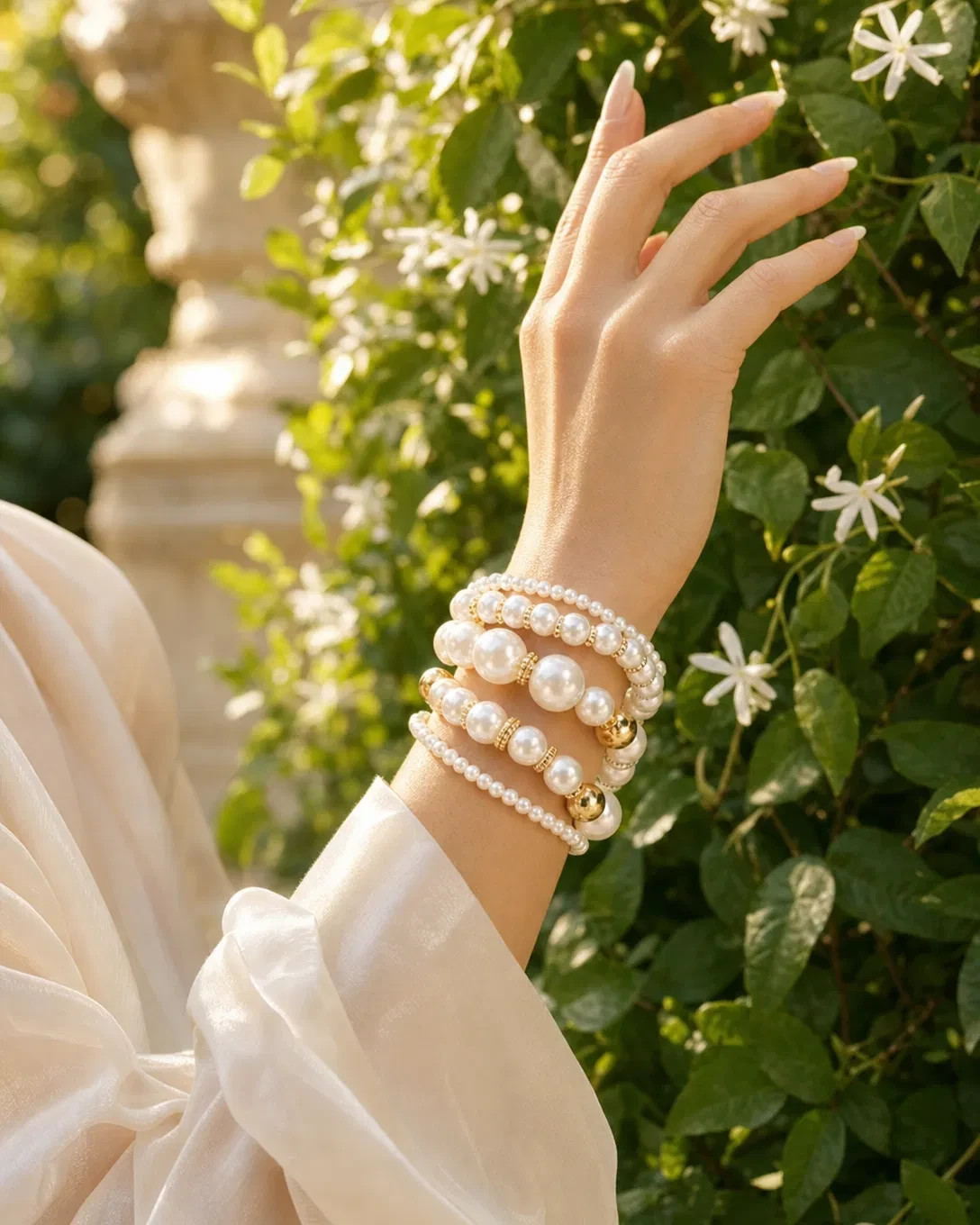 Elegant Heart Pearl Bracelet Set for Casual & Formal Wear