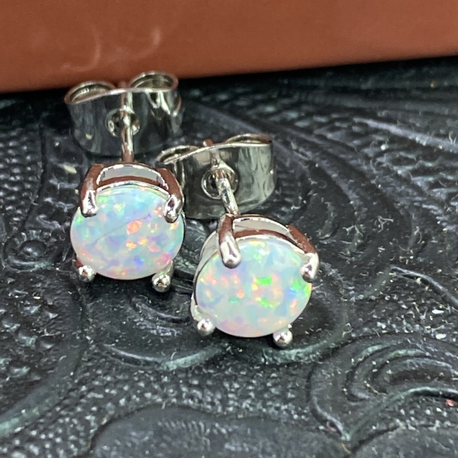Barzel 3 Sets Of 18K White Gold Plated Colorful Opal Earrings New