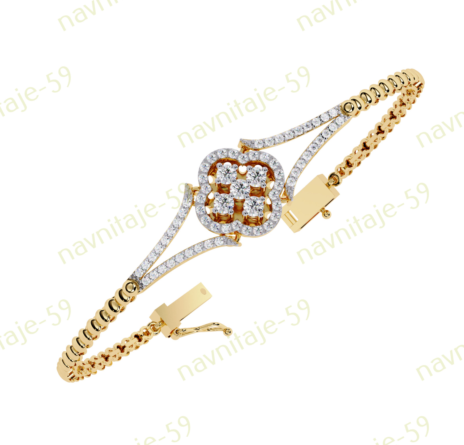 Gifted Bracelet For Wife Simulated Diamond 7″ Bracelet 14K Yellow Gold Plated