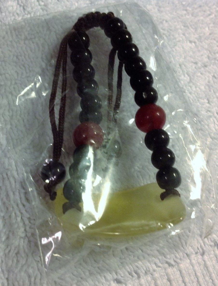 Bracelet Beaded Adjustable Red Brown/Black Clear NIP