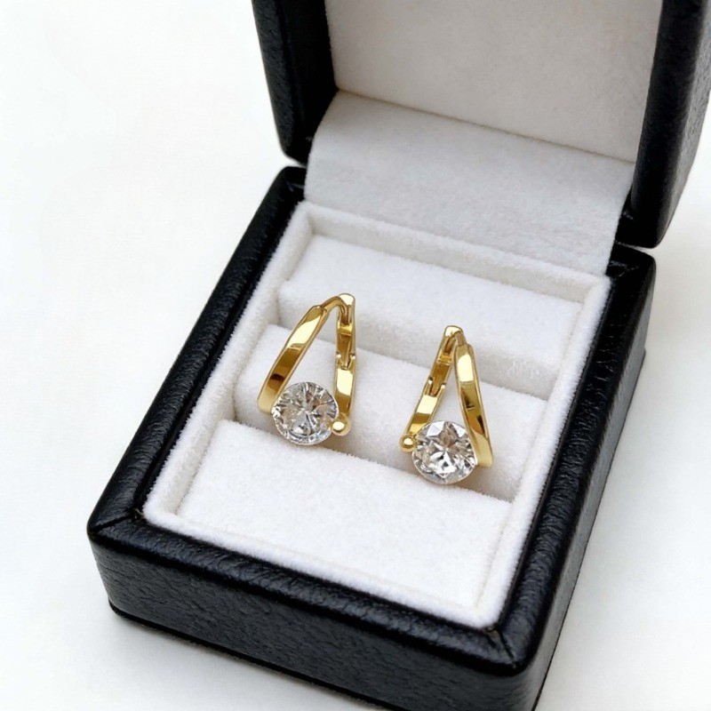 Women’s Fashion Golden Earrings Elegant Zircon Earrings Zinc Alloy Jewelry Gift