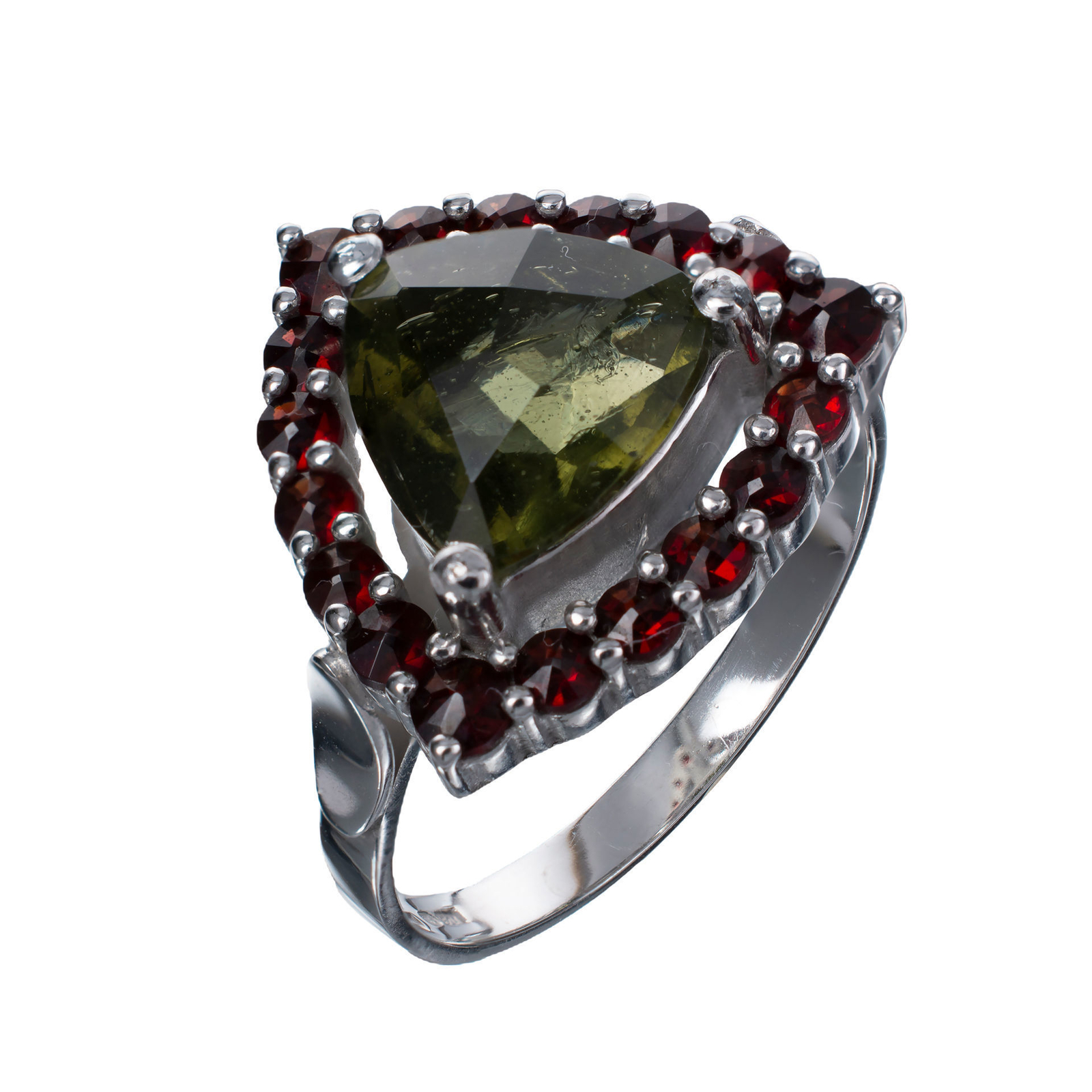 Bohemian Garnet and Moldavite Ring