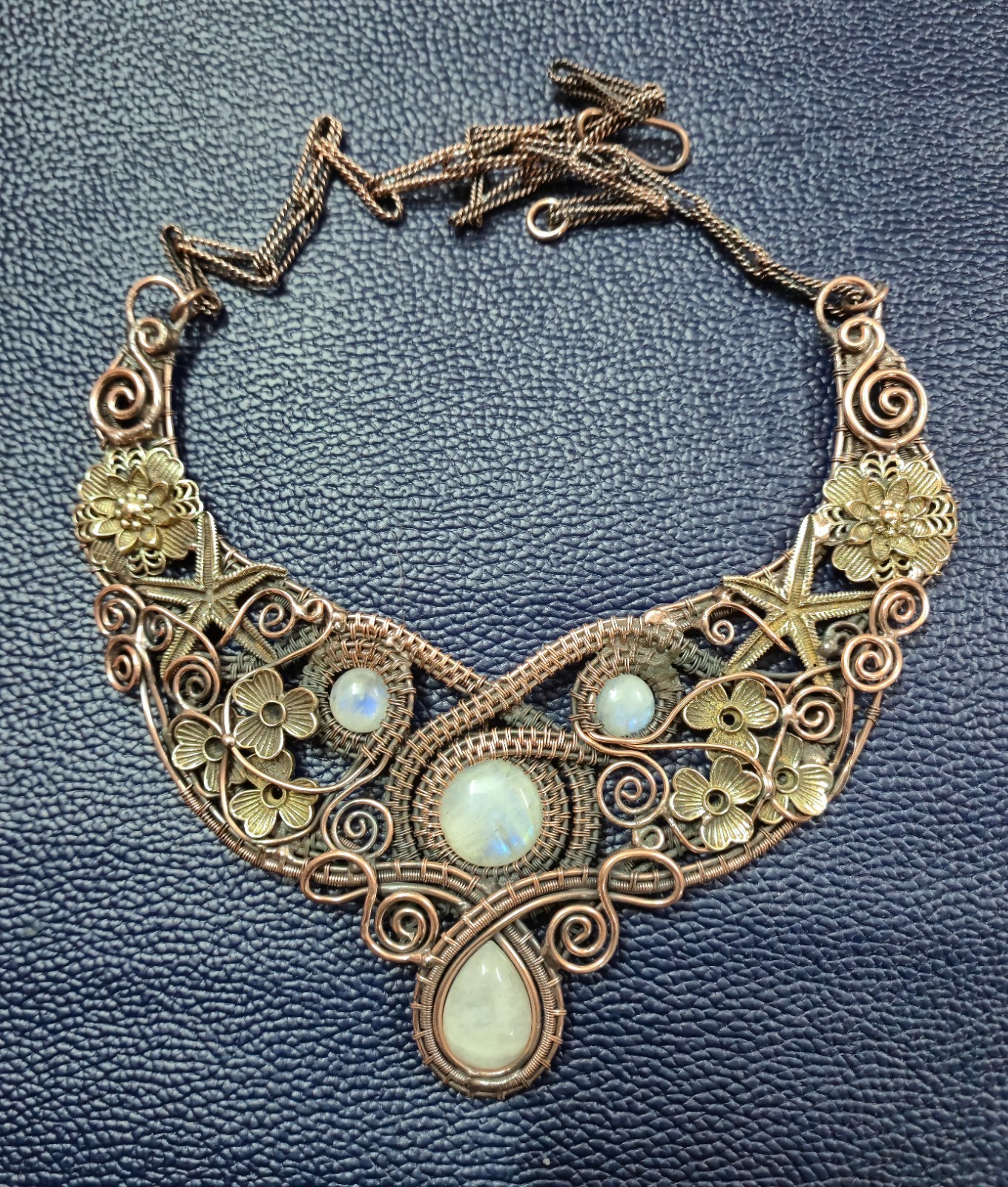 Beautiful Moonstone Necklace Copper Wire Wrapped Necklace Gemstone Jewelry Gifts