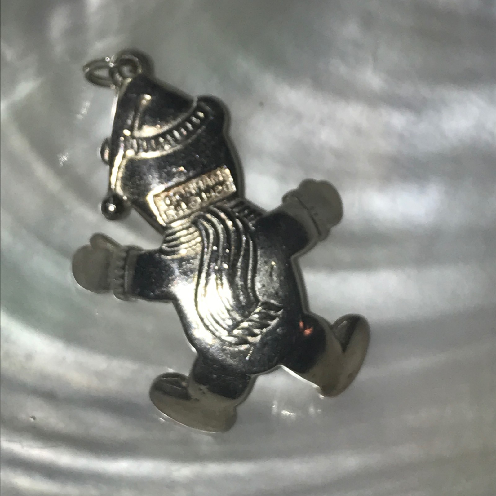Estate Large Gorham 1986 Signed Silvertone Teddy Bear with Mittens Pendant – mar