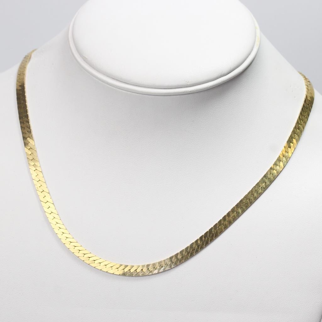 Men & Women’s 18K Yellow Gold Filled 20″ 4mm wide Flat Snake Chain Necklace E764